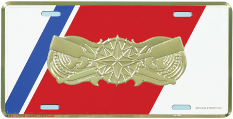 LCG07G - U.S. Coast Guard License Plate Coxswain Insignia Gold on