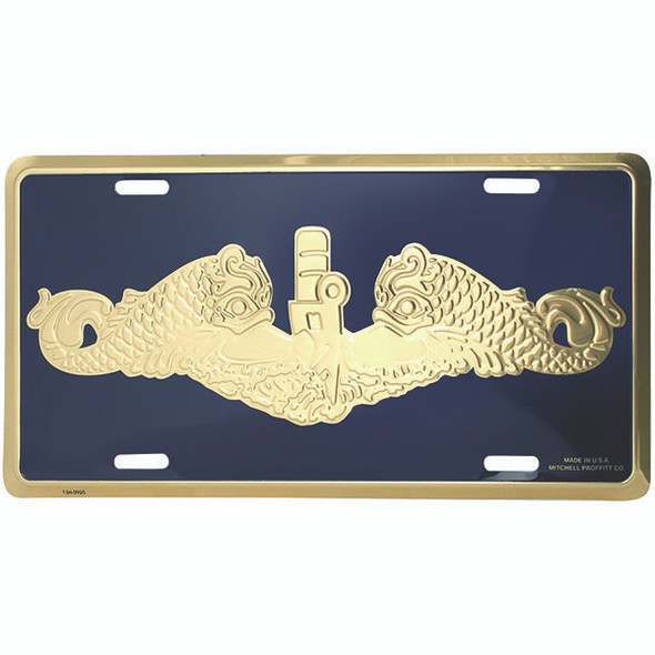LN05 - U.S. Navy Submarine Warfare Insignia License Plate - Made in USA - Navy/Gold