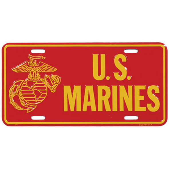 LM40 - U.S. Marines License Plate - Made in USA - Red/Gold