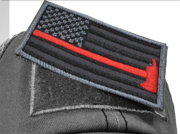 Thin Red Line Patch 3.5" x 2"- Velcro - Black/Grey