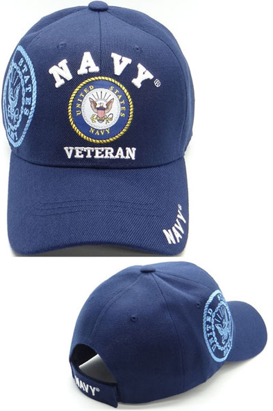 U.S. Navy Veteran Cap Emblem Shadow - Navy Blue