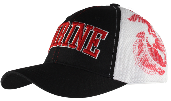 40258 - Marine Corps Cap - EGA Shadow - Jersey Mesh - Black/White