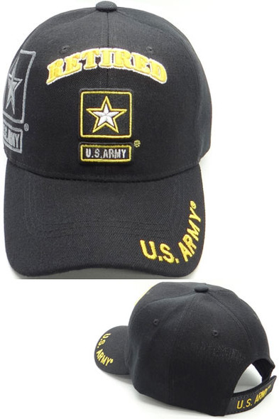 U.S. Army Retired Cap - Shadow Star Logo - Black