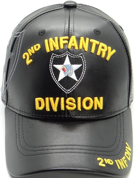 2nd Infantry Division Cap - Faux Leather - Black