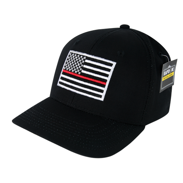 T108 - RapDom Firefighter Thin Red Line Operator Cap - Ripstop - Black