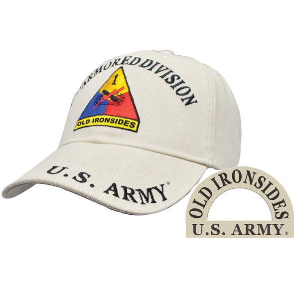 CP00141 - U.S. Army - 1st Armored Division Cap - Old Ironsides - Ivory