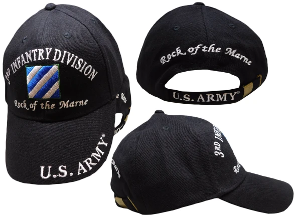 CP00111 - U.S. Army 3rd Infantry Division Cap - Rock of the Marne - Black