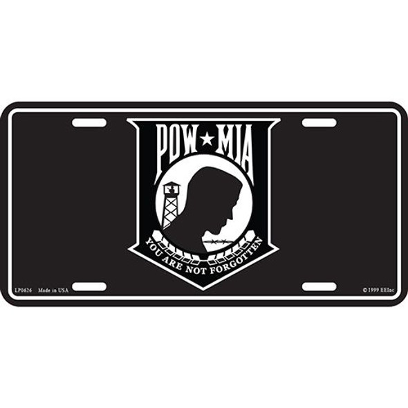 LP0626 - POW MIA License Plate - You Are Not Forgotten - Black