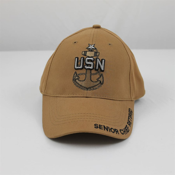 6910 - U.S. Navy Senior Chief Petty Officer Retired Cap - Cotton - Coyote Brown
