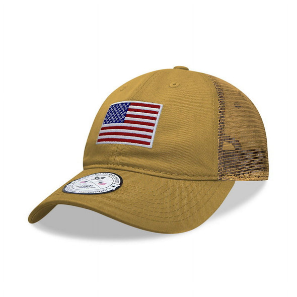 A05 - USA Flag Cap - Cotton Mesh - Coyote