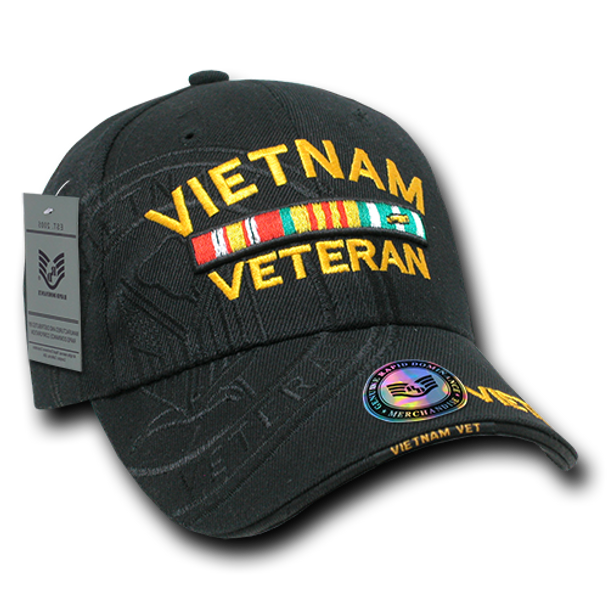 S007 - Shadow Military Cap - Vietnam Veteran - Black