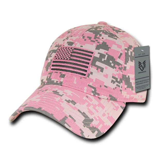 A03 - Tactical Operator Cap Tonal US Flag Pink Camo Unstructured