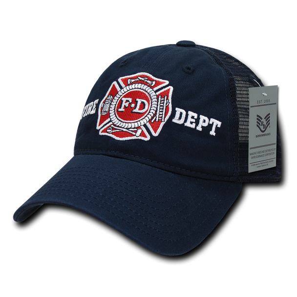 S79 - Fire Department Cap - Cross - Relaxed Trucker Mesh - Blue