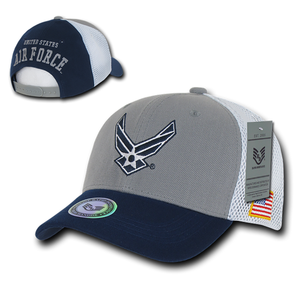 S010 - Military Hat - US Air Force Wings Cap - Air Mesh Cotton - Blue/Gray