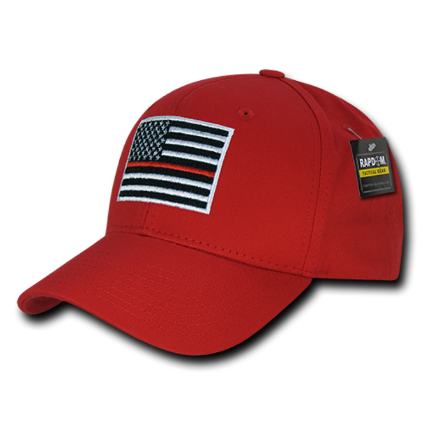 T76 - Firefighter Cap Thin Red Line USA Flag - Structured Cotton - Red