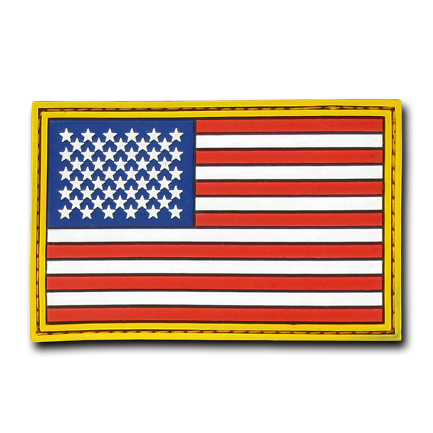 T90 - Tactical Patch - USA Flag - Rubber (3"x2") - Red White Blue Gold