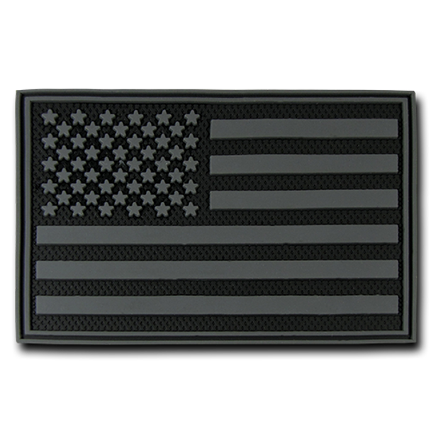 T90 - Tactical Patch - USA Flag - Rubber (3"x2") - Subdued Black