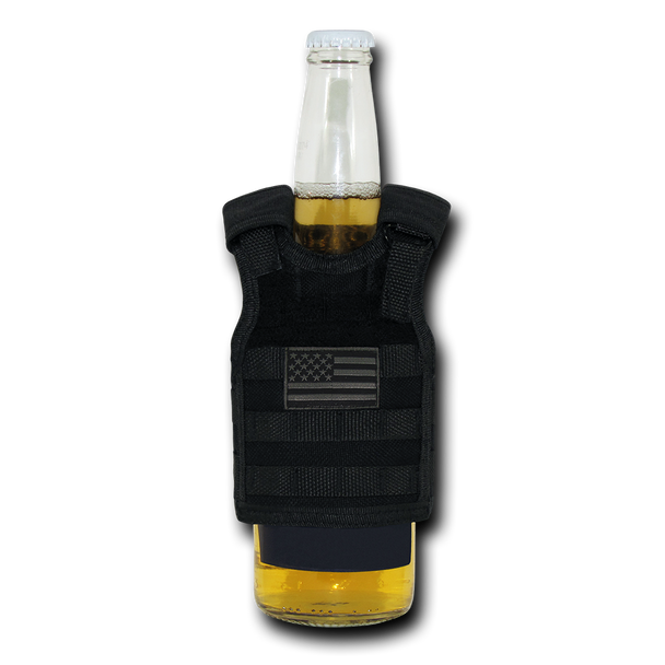 T99 - Tactical Mini Vest  Bottle Koozie - USA Flag - Black