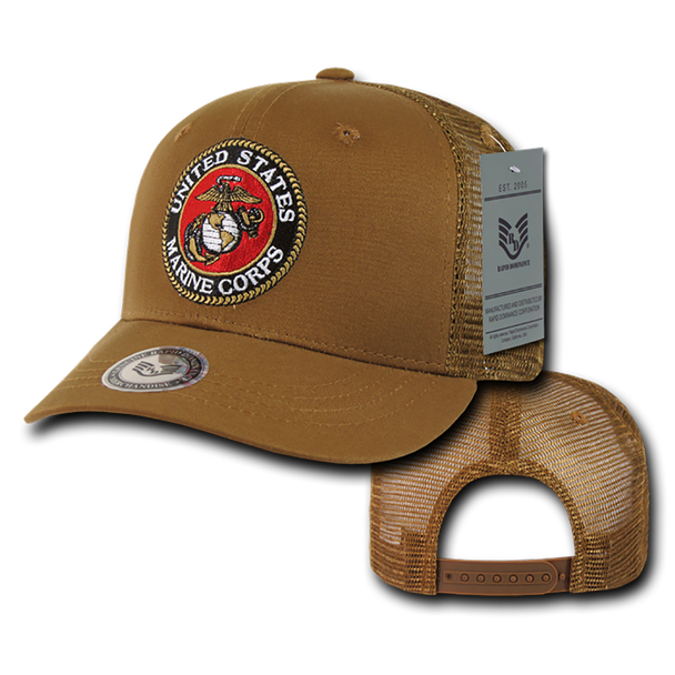 S77 - U.S. Marine Corps Cap - Back to Basics - Trucker Mesh - Coyote