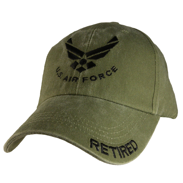 6370 - U.S. Air Force Retired Cap - Wings Logo - Cotton - OD Green