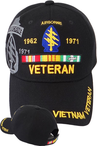 Vietnam Veteran Special Forces Airborne Shadow Cap - Black