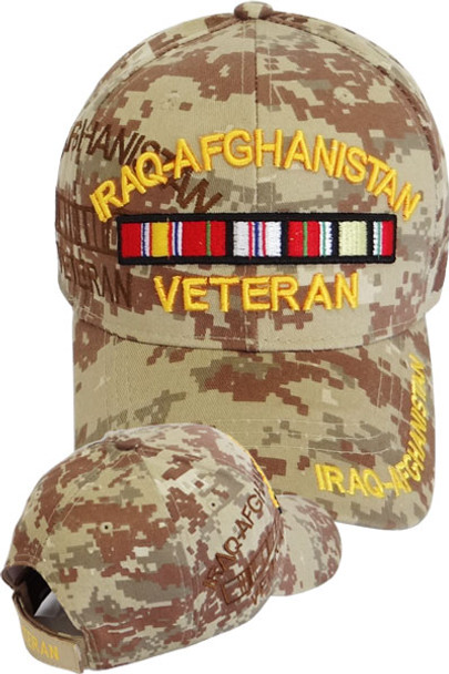 Iraq Afghanistan Veteran Cap with Ribbons - Desert Digital Camo