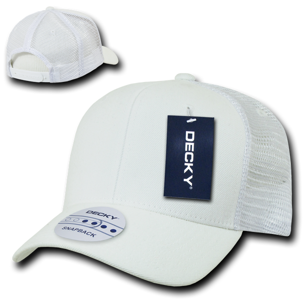 6-Panel Curved Bill Trucker Cap - White