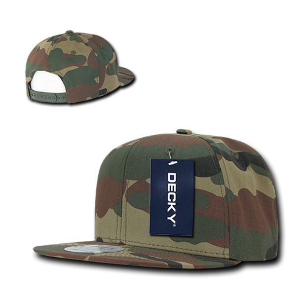 Camo Cotton Snapback Cap - Woodland Camouflage/Woodland Camouflage/Woodland Camouflage