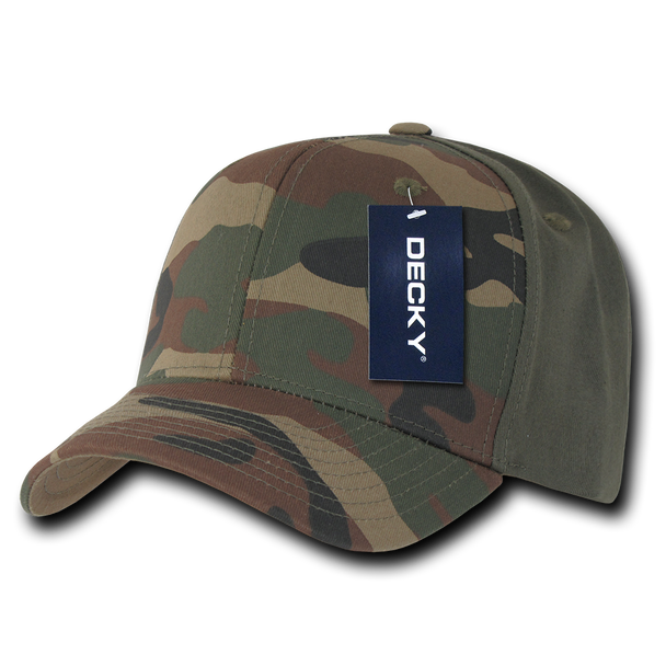 Camo Curved Bill Baseball Cap - Woodland Camouflage/Woodland Camouflage/Olive