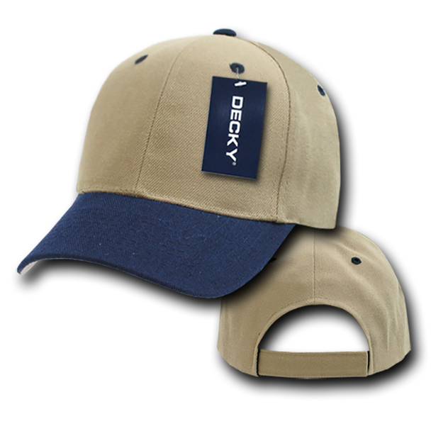 Deluxe Baseball Cap - Khaki/Navy Blue