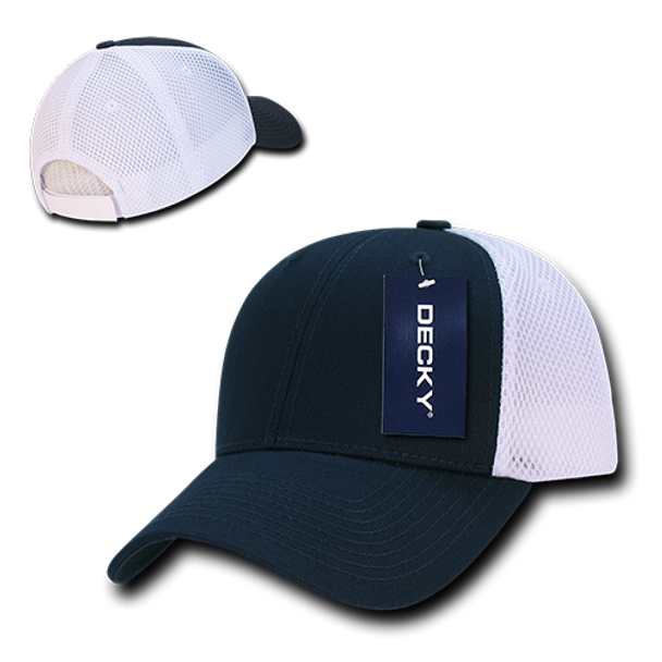 Low Crown Air Mesh Baseball Cap - Navy Blue/White