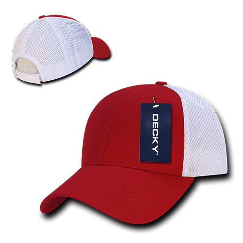 Low Crown Air Mesh Baseball Cap - Red/White