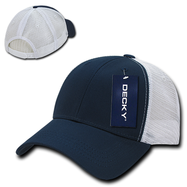 Low Crown Mesh Golf Cap - Navy Blue/White