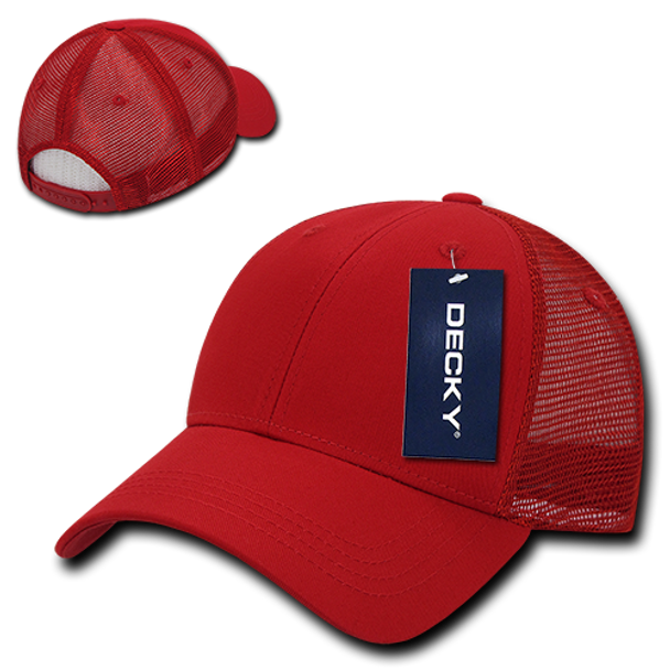 Low Crown Mesh Golf Cap - Red/Red