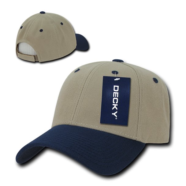 Low Structured Baseball Cap - Khaki/Navy Blue