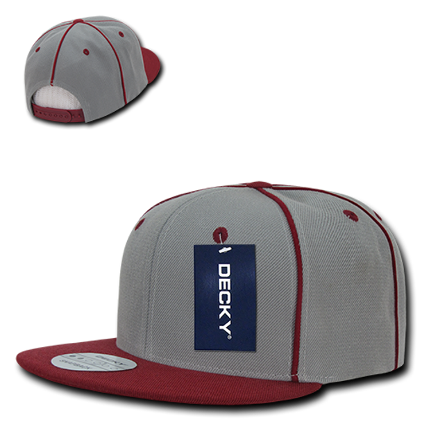 Piped Crown Snapback Cap - Cardinal
