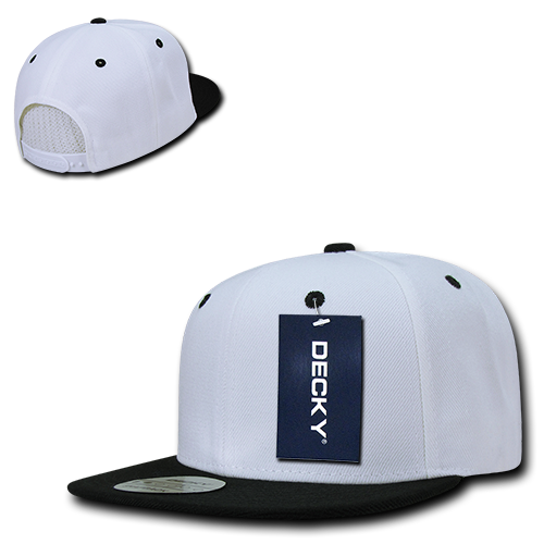 Two-Tone Flat Bill Snapback Cap - White/Black