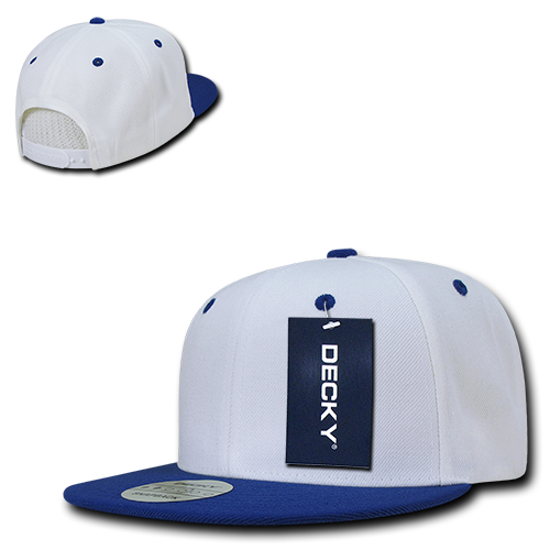 Two-Tone Flat Bill Snapback Cap - White/Royal