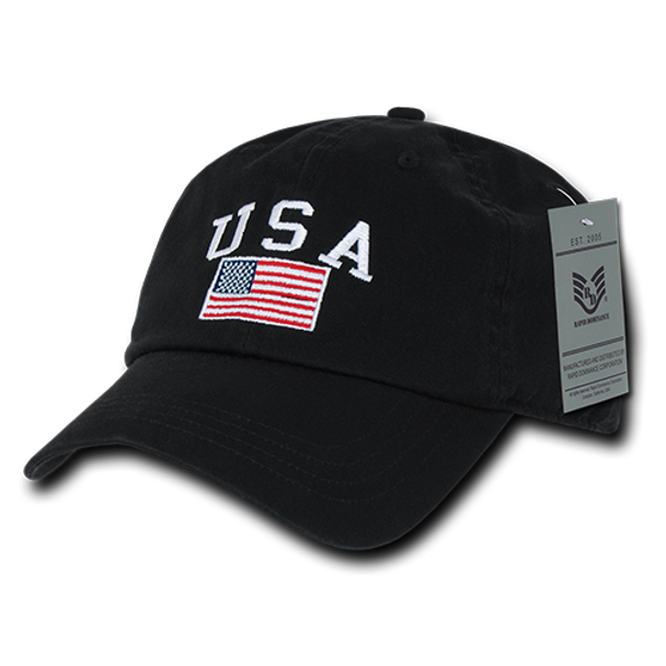 A03 - USA Flag Cap - Relaxed Cotton - Black
