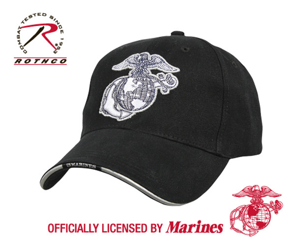 Rothco 9897 USMC Eagle Globe & Anchor Cap Low Profile Cotton Black