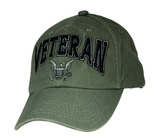 6494 - Veteran 3-D Text U.S. Navy Logo Cap Cotton - Olive Drab
