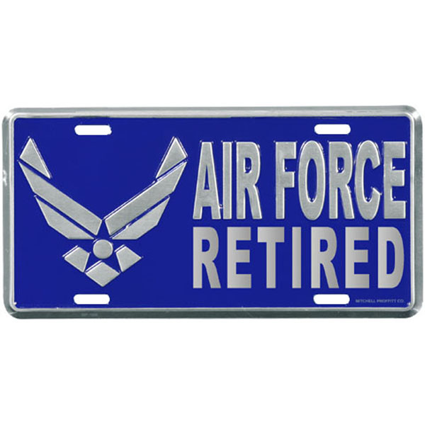 LAF37 - Air Force Retired Wings Logo License Plate - Made in USA