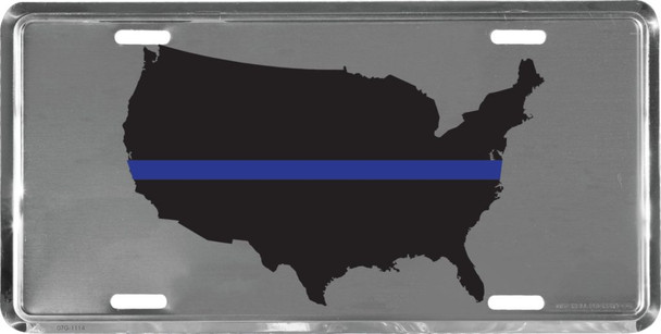 LTBLUSA - Thin Blue Line USA Map License Plate - Made in USA