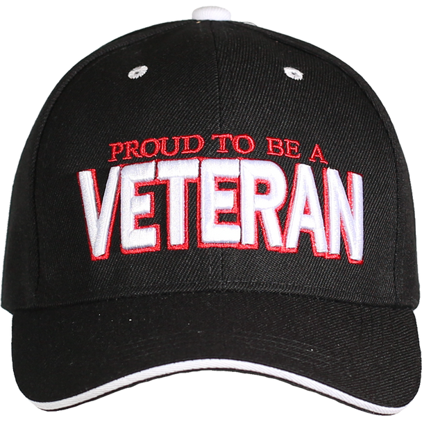 03420 - Proud To Be A Veteran Cap 3-D Embroidered - Black