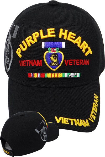 Vietnam Veteran Purple Heart Shadow Cap - Black