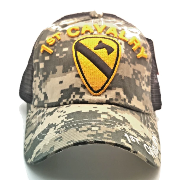 1st Cavalry Division Cap - Cotton /Trucker Air Mesh - ACU Digital Camo