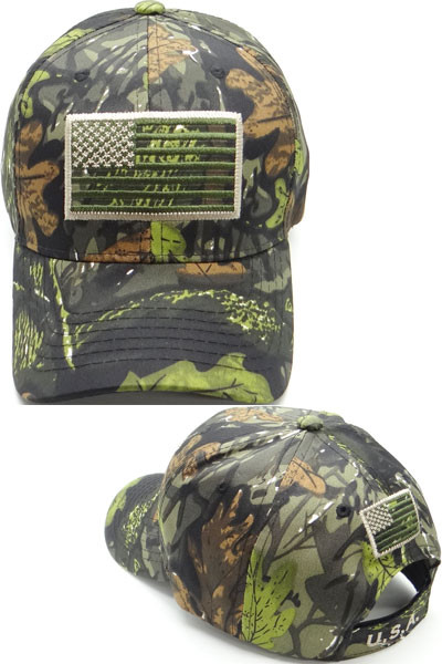 USA Flag Cap Front and Back - Realtree Camo - U.S. MILITARY HATS