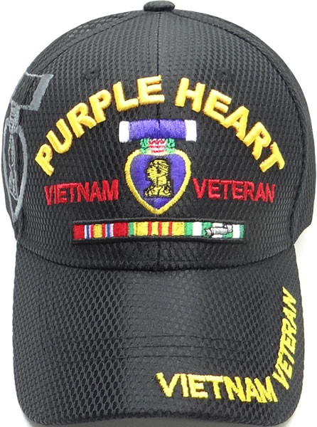 Vietnam Veteran Purple Heart Cap Mesh Shadow - Black