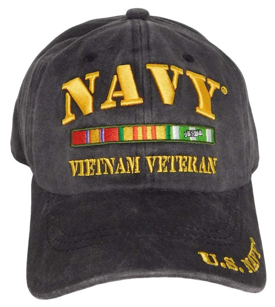 U.S. Navy Vietnam Veteran Cap - Cotton Washed Black