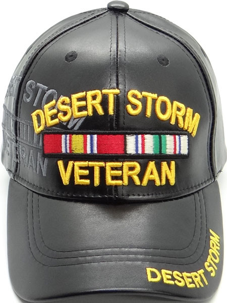 Desert Storm Veteran Cap - Faux Leather - Black